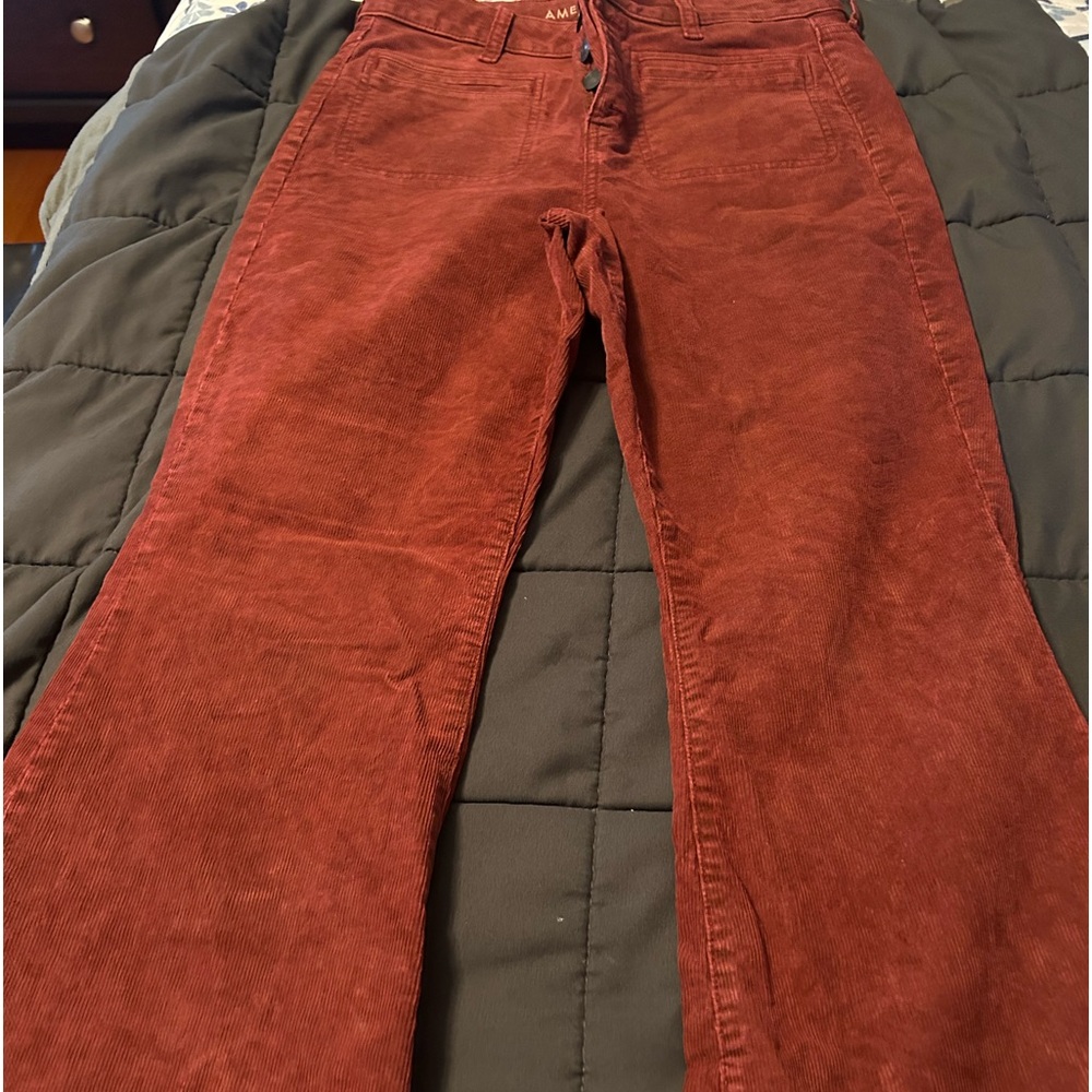 EUC AE super high rise flare corduroy pants